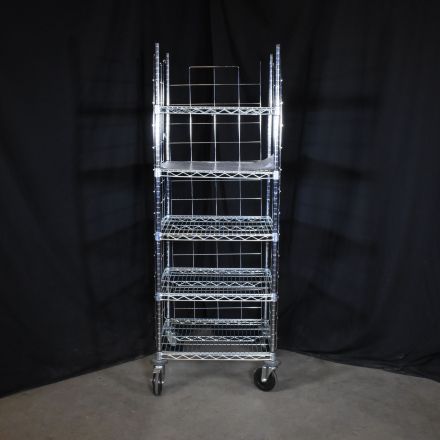 Eagle Freestanding Silver Colored Metal Open Shelving 5 Shelves with Wheels 24"x24"x68"
