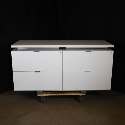 Bernhardt Furniture Co. White Laminate 4 Drawer File Cabinet Lockable Keys not Included With Table Top 60"x24"x29.5"
