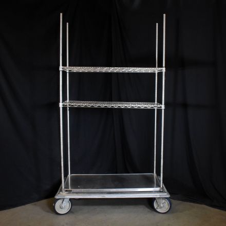 Eagle Freestanding Silver Colored Metal Open Shelving 3 Shelves with Wheels 47"x26.5"x82"