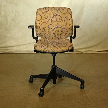 Vecta Office Chair Brown Pattern Fabric Adjustable with Arms with Wheels