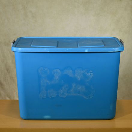 Sterlite Bin/Tote Turquoise Plastic With Handles With a Lid Stackable 28"x19"x19.5"