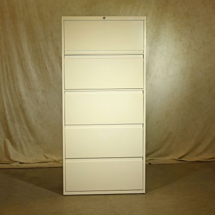 Steelcase 930561RW 4700 Warm White Metal 5 Drawer File Cabinet Lockable Includes Key 30"x18"x65.5"
