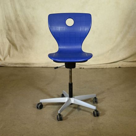 V/S 31510 Office Chair Blue Plastic Adjustable No Arms with Wheels