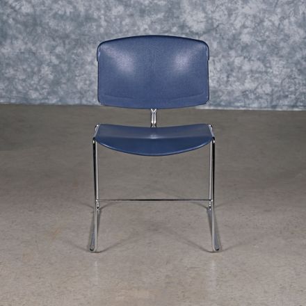 Steelcase Max-Stkr Stacking Chair Blue Plastic No Arms