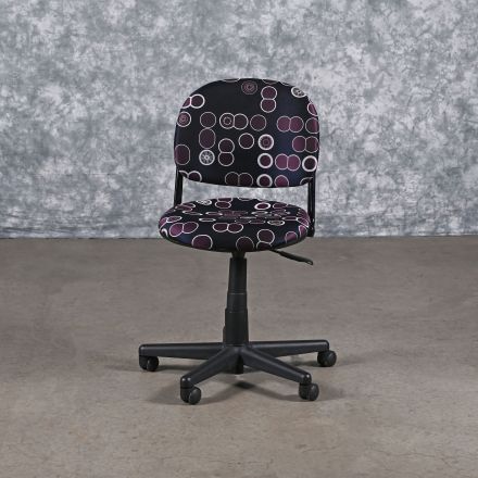 KI Torsion Office Chair Purple Pattern Fabric Adjustable No Arms with Wheels