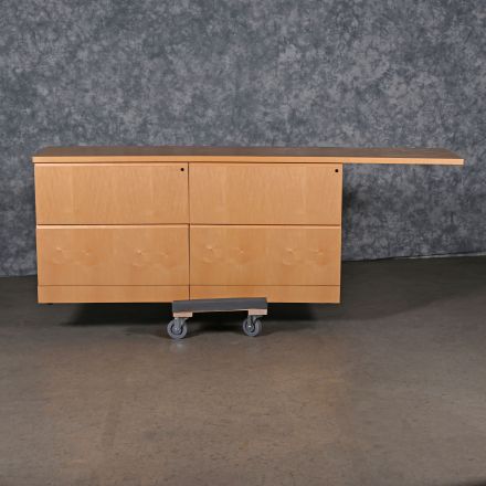 Knoll Credenza Light Colored Wood Rectangle with Storage Lockable Keys not Included 83.5"X20"x30"