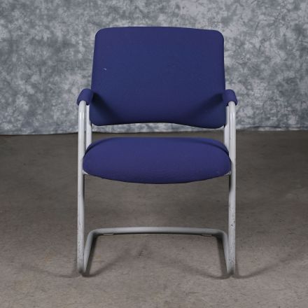 Steelcase Cantilever (Side Chair) Conversation/Side Chair Blue Fabric with Arms