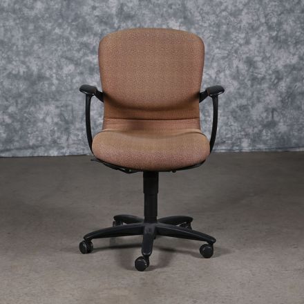 Haworth M211-2142 Office Chair Brown Pattern Fabric Adjustable with Arms with Wheels