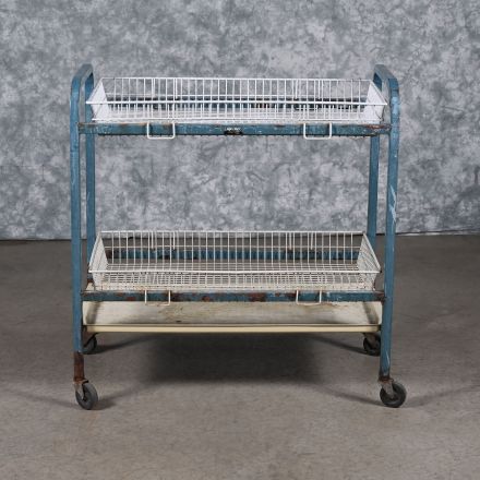 Labconco 80450 General Purpose Cart Blue Metal 2 Shelves Swivel Wheels 35"x19"x36.5"