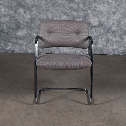 Steelcase Cantilever Conversation/Side Chair Gray Pattern Fabric with Arms