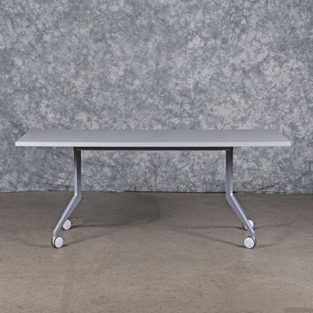 Haworth Folding Table Gray Laminate Rectangle with Wheels 72"x30"