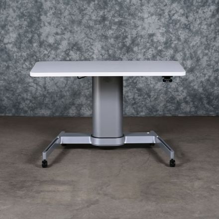 Steelcase Airtouch Desk White Laminate Rectangle Manually Adjustable with Wheels 46"x22.5"