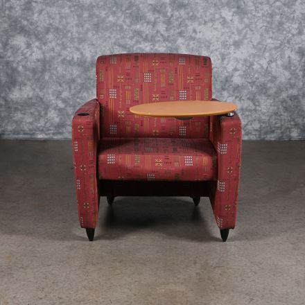 Haworth Accent Chair Red Pattern Fabric with Arms