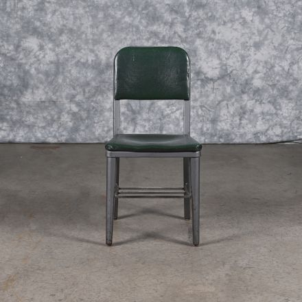 Vintage Metal Furniture Co., Grand Rapids, MI Tanker Conversation/Side Chair Green Vinyl No Arms