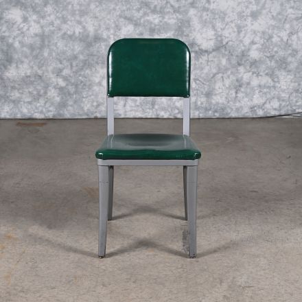 Vintage Steelcase Tanker Conversation/Side Chair Green Vinyl No Arms with Missing/Damaged Nameplates