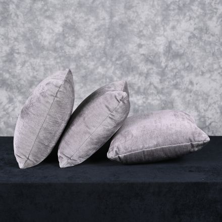 Set of 3 Throw Pillow Gray Fabric Square 14"x14"