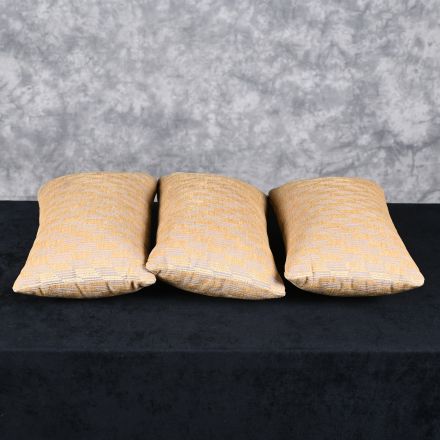 Set of 3 Throw Pillow Beige Pattern Fabric Rectangle 16"x9"