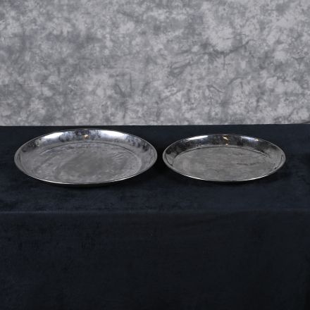 Set of Matching Serving Platters Silver Colored 14" & 16"