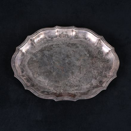 Serving Platter Silver Colored Metal 14.5"x11.5"