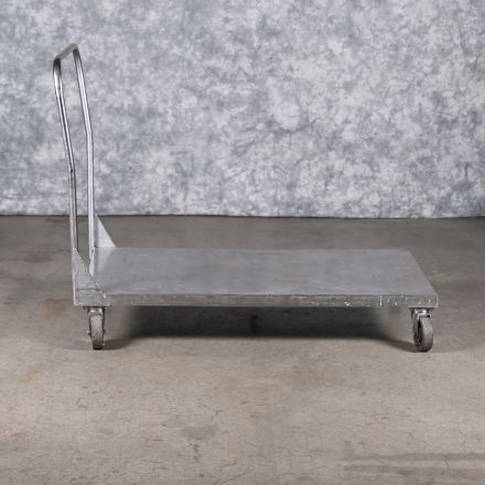 Platform Truck Silver Colored Metal 1 Shelf Swivel Wheels 28"x49"x39"