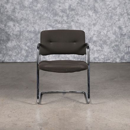 Steelcase Cantilever (Office Chair) Conversation/Side Chair Brown Fabric with Arms