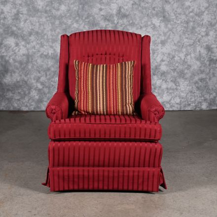 Ethan Allen Accent Chair Red Pattern Fabric with Arms