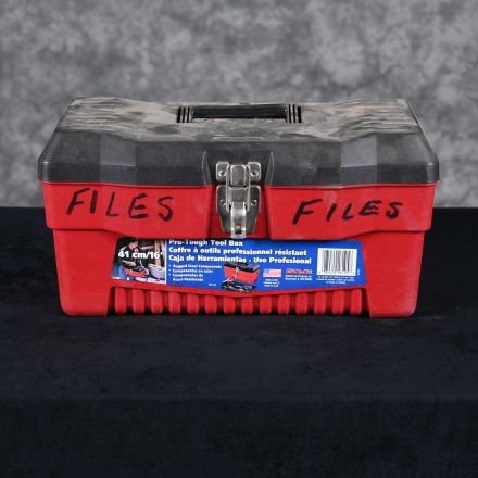 Stack On Portable Tool Box with No Drawers Red Plastic No Drawers Lockable Requires Padlock 16"x9"x8"