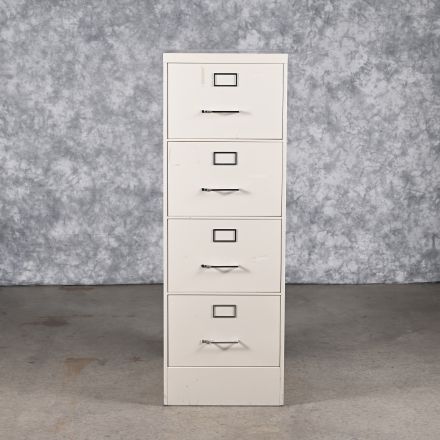 Vintage Steelcase 347450HF Ivory Colored Metal 4 Drawer File Cabinet Not Lockable Legal Size 18"x30"x52.5"