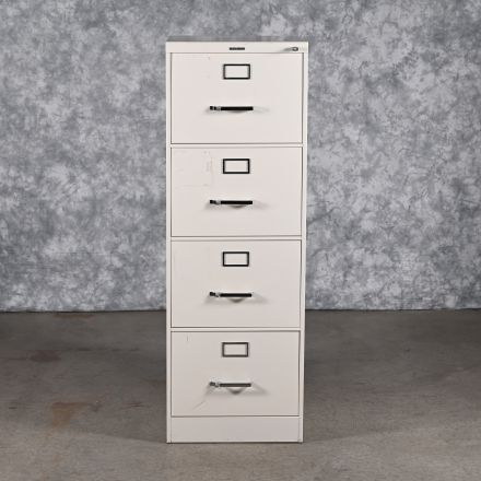 Vintage Steelcase 327-4-2 Ivory Colored Metal 4 Drawer File Cabinet Lockable Includes Key Legal Size 18"x30"x52.5"