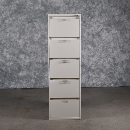 Steelcase 900551CWHF 4700 Warm White Metal 5 Drawer File Cabinet Lockable Includes Key Legal Size 18"x29"x59.5"