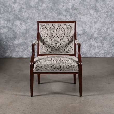 Baker Furniture Conversation/Side Chair Gray Pattern Fabric with Arms