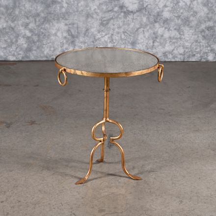 Accent Table Gold Colored Glass Round 20"x20"x24"