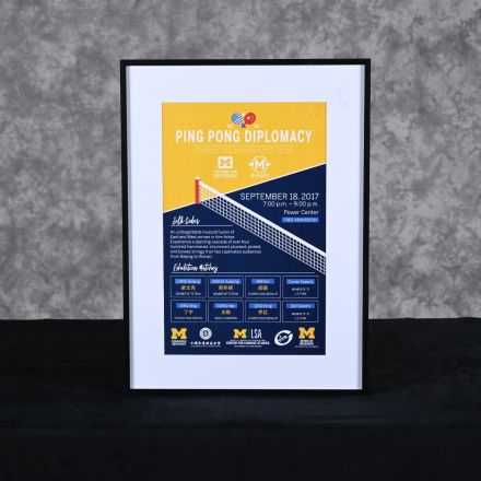 University of Michigan Ping Pong Diplomacy Print Black Metal Frame 16.25"x22.25"