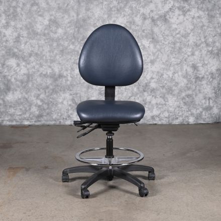 ErgoGenesis BodyBilt Z706 Office Chair Indigo Vinyl Adjustable No Arms with Wheels