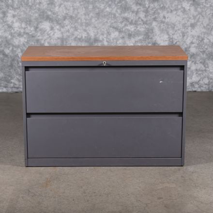 Steelcase 942261HF 4718 Grotto Colored Metal 2 Drawer File Cabinet Lockable Includes Key With Table Top 42"x18"x29.5"