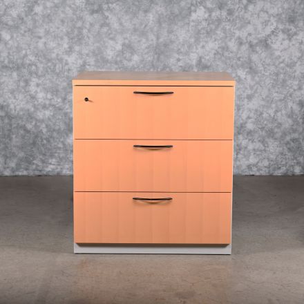 Steelcase RLF24363W Medium Wood Colored Wood 3 Drawer File Cabinet Lockable Includes Key 36"x25.5"x40"