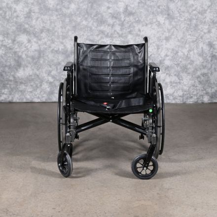 InvaCare Tracer IV Manual Basic Wheelchair Black Foldable Missing Foot Rests 350 lb. Capacity 22"