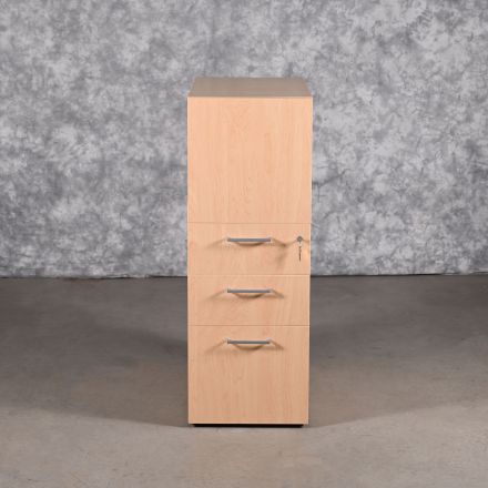 Storage Cabinet Light Wood Colored Laminate 1 Shelf Cabinet 3 Drawers Lockable Keys not Included 15'x30.5"x41.5"