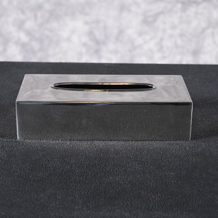 Tissue Box Cover Silver Colored Metal 9.75"x5"x2.5"