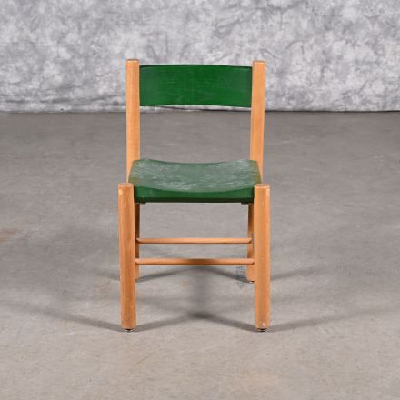 Child Chair Green Wood No Arms