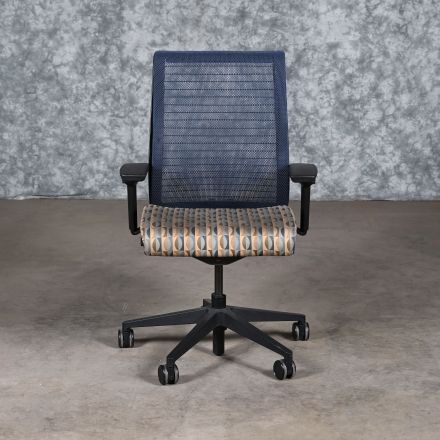 Steelcase Think Office Chair Brown Pattern Fabric Adjustable with Arms with Wheels