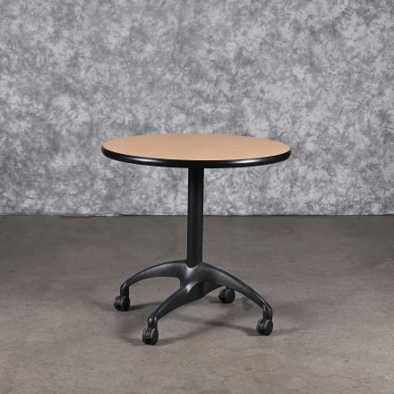 Coalesse Café/Bistro Table Medium Wood Colored Laminate Round with Wheels 30"x30"x29"