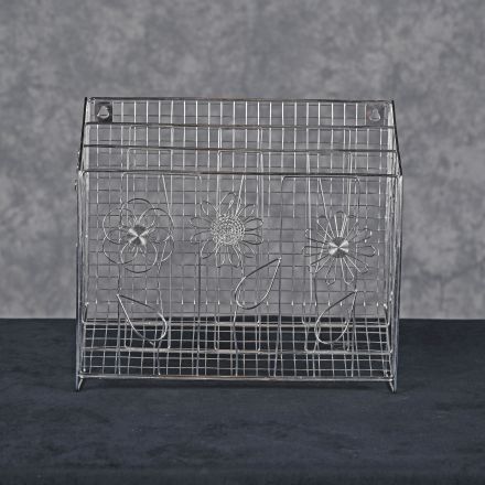 Desk Organizer Silver Colored Metal 12.5"x3.5"x11"