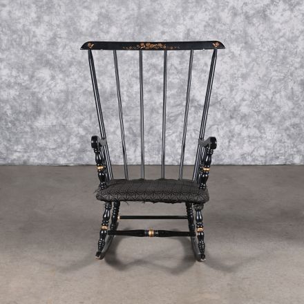 Damaged Rocking Chair Black Pattern Fabric with Arms