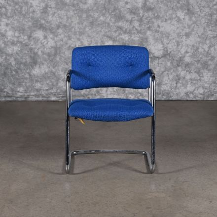 Steelcase Cantilever Conversation/Side Chair Blue Fabric with Arms