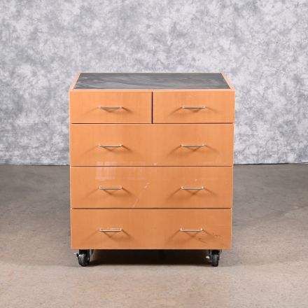 Valley City Base Cabinetry Medium Colored Wood 5 Drawer on Wheels 30"X24"x34"