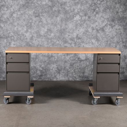 Steelcase Desk Medium Colored Wood Rectangle with Cord Cut-Out with Storage Lockable Includes Key 72"X23.5"x28"