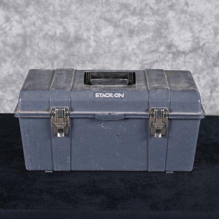 Stack On Portable Tool Box with No Drawers Gray Plastic Lockable Requires Padlock 19"x9.5"x9"