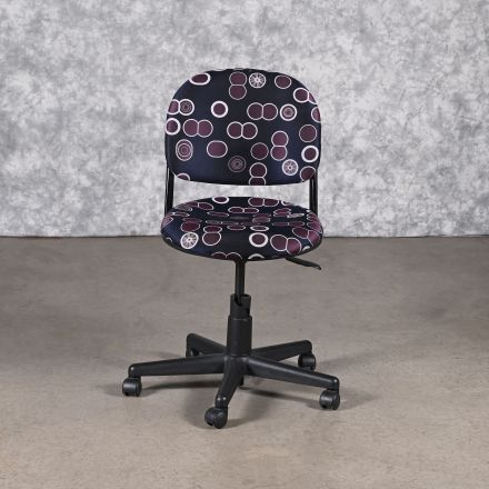 KI Torsion Office Chair Purple Pattern Fabric Adjustable No Arms with Wheels