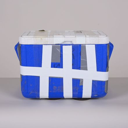 Damaged Coleman 5277 Cooler Blue Plastic